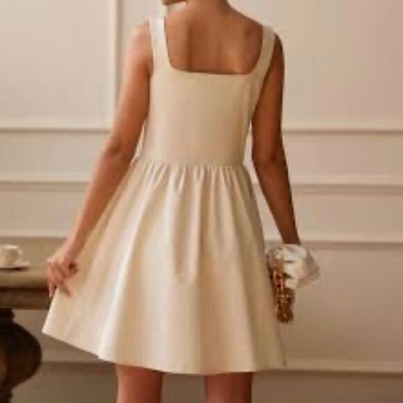 Sachin & Babi BHLDN Pink Archie V-Neck Mini with White Bow Size 8 NWT $395 - Picture 4 of 8
